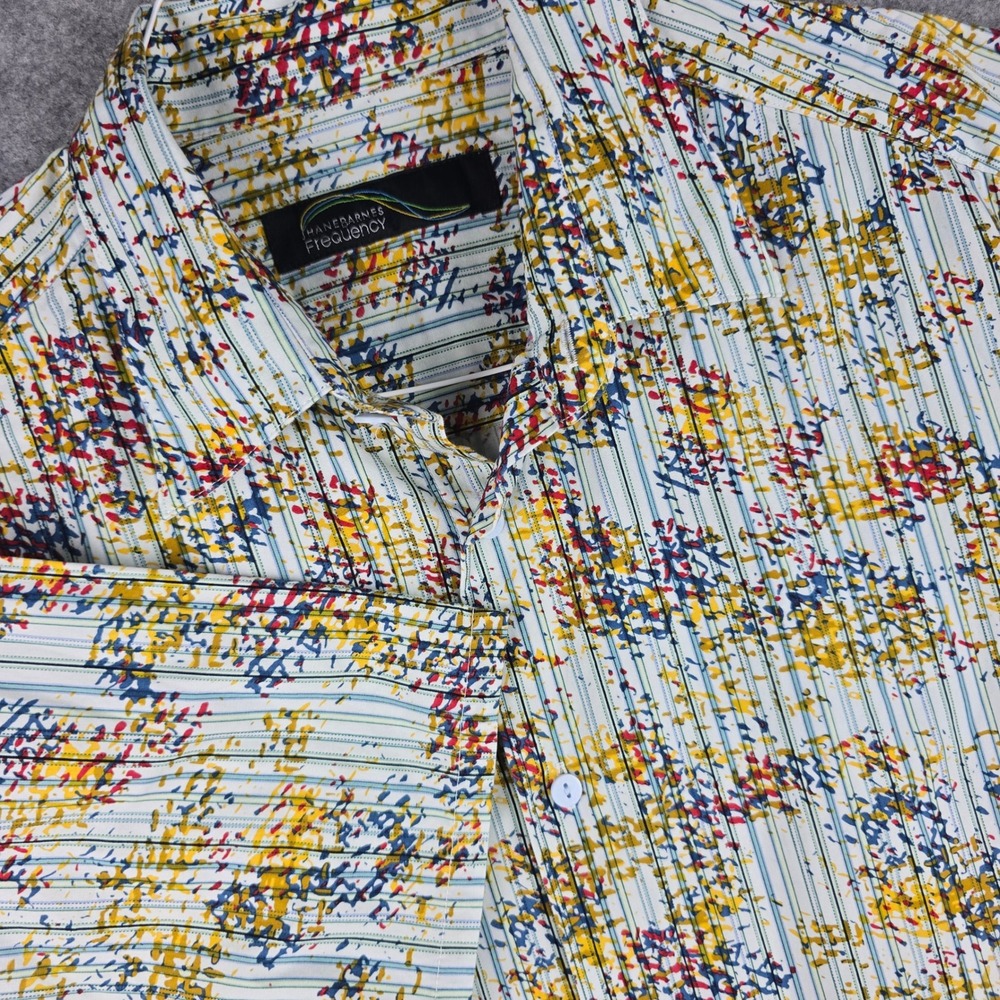 Jhane Barnes Frequency Shirt Mens XL Multicolor Relaxed Fit Abstract Splatter